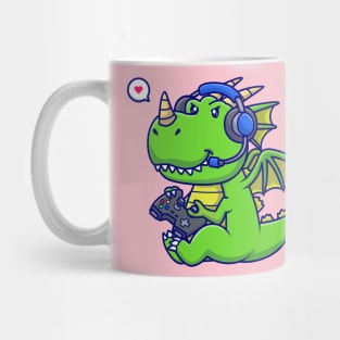 Cute Baby Dragon Gamer Cartoon Mug